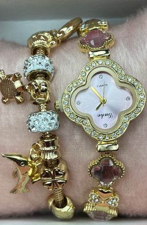 Relógio Feminino + Pulseirinha – Kit Luxo com Caixinha